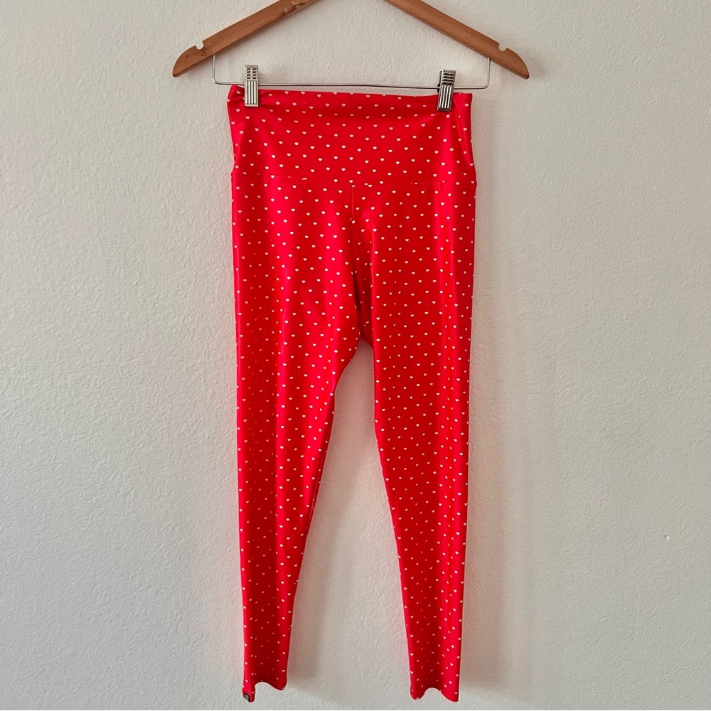 Onzie Red Heart Print Leggings Sz XS